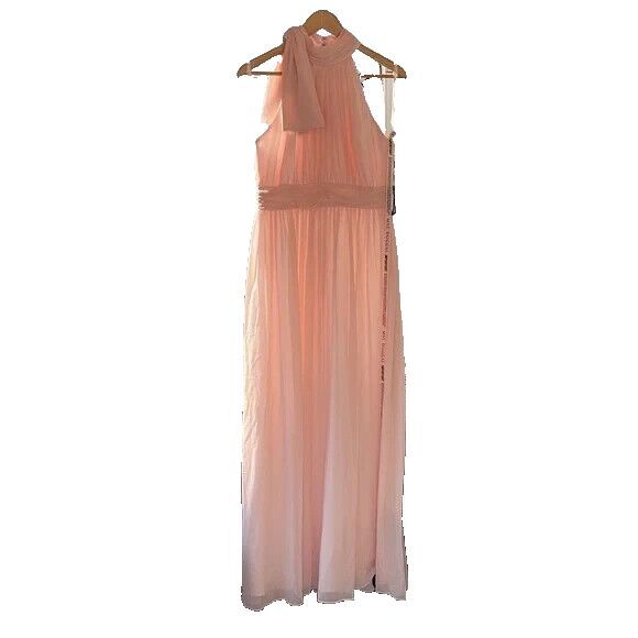 NWT MAC DUGGAL BLUSH PINK 55035 HIGH NECK CHIFFON GOWN $398 - Picture 2 of 5